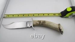 Fine Mcvey Hunting Bowie Knife With Pictorial Stag Handle