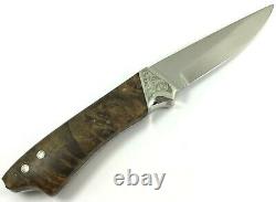 Finney Custom Fixed Blade Knife Burl Wood Handles Engraved Prosper TX 7048-LPX