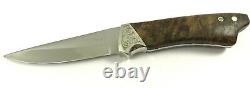 Finney Custom Fixed Blade Knife Burl Wood Handles Engraved Prosper TX 7048-LPX