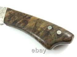 Finney Custom Fixed Blade Knife Burl Wood Handles Engraved Prosper TX 7048-LPX