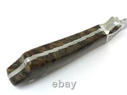 Finney Custom Fixed Blade Knife Burl Wood Handles Engraved Prosper TX 7048-LPX