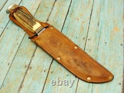 Fred Mac Overland Germany Stag Hunting Bowie Knife Vintage German Sheath Knives