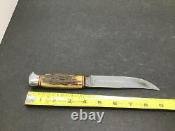 Fred Mac Overland Hunting Knife Indians Buffalo Hunt Solingen GERMANY Stag