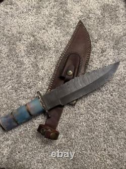Full Tang Damascus Steel Hunting & Survival Knife Handmade Bowie with Sheath