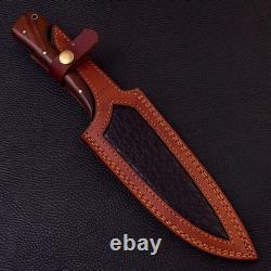 Full Tang Damascus Steel Hunting & Survival Knife Handmade Bowie with Sheath