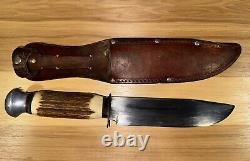 Gambill Solingen Germany Fixed Blade Hunting Knife Stag Handle Vintage Bowie