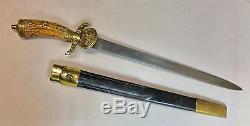 Genuine German Imperial Hunting Cutlass Dagger Knife WithScabbard Engraved Eikhorn