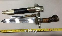 Genuine German Imperial Hunting Cutlass Dagger Sword With Skinning Knife Stag