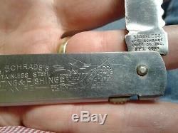 Geo Schrade Knife Co. Inc. B. Port Conn. Hunting & Fish Lockbac Pocket Knife Used