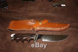 Gerber 525 With Original Leather Sheath Fixed Blade Knife Vintage
