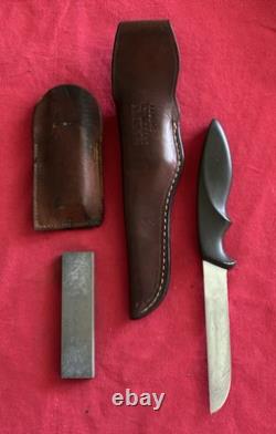 Gerber Vintage Shorty Knife-with Original Sheath- & Vintage Sharpening Stone