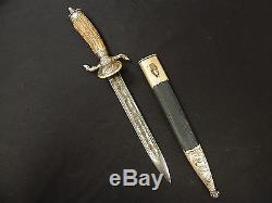 German Clam Shell Etched Blade Hunting Dagger Knife Sword WithS NO RESERVE