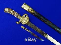 German Germany Antique 19 Century Engraved Hunting Dagger Sword w Knife Scabbard