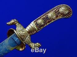 German Germany Antique 19 Century Engraved Hunting Dagger Sword w Knife Scabbard