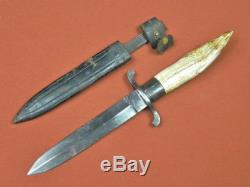 German Germany Antique 19 Century HERRFURTH Hunting Fighting Knife with Sheath
