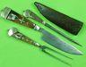 German Germany Antique 19 Century Hunting Set Knife Fork Awl & Sheath