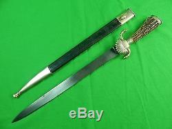 German Germany WW1 Engraved Hunting Dagger Knife Short Sword with Scabbard