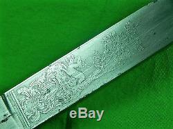 German Germany WW1 Engraved Hunting Dagger Knife Short Sword with Scabbard