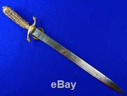 German Germany WW1 Large Engraved Hunting Dagger Knife Sword with Scabbard