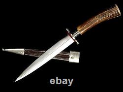 German Hunting Dagger Knife By Voss Cut. Co Germany Staghorn Hilt VN