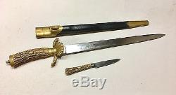 German Imperial Royal Hunting Dagger Sword Cutlass Hirchfanger Solingen WithKnife