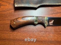 Gerry L Drew Custom Drop Point Hunter 4.5 Blade Wood Grips, Leather Sheath