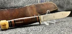 HUGE 1930s CRANE CUTLERY (ENGLAND) SHEATH KNIFE STAG POMMEL BEAUTY WWII