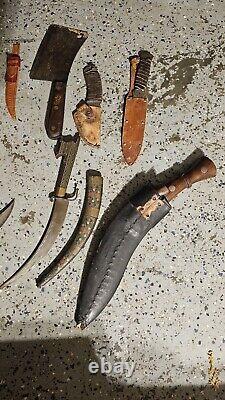 HUGE LOT OF 18 PCS KNIVES Stag Sheathed Knives Throwing Knives 2 Handmade