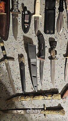 HUGE LOT OF 18 PCS KNIVES Stag Sheathed Knives Throwing Knives 2 Handmade