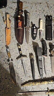 HUGE LOT OF 18 PCS KNIVES Stag Sheathed Knives Throwing Knives 2 Handmade