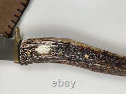 Hand Forged Elk Antler Stag Handle Buffalo Leather Sheath Bowie by Trader Mike