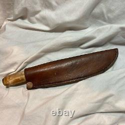 Hand Made Camp Knife By AD With Handmade Leather Sheath Also By AD