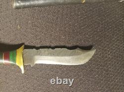 Hand crafted knife, Damascus steel blade, antler handle, one of a kind