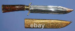 Hand made hunting bowie knife with wood/brass scabbard