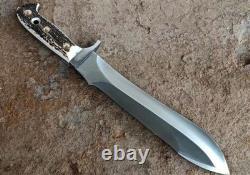Handcrafted White Hunter Inspired Stag Handle Stainless Steel Hunting Knife