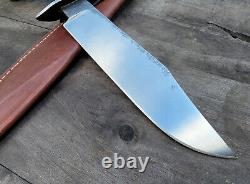 Handmade 5160 Tool Steel Hunting Bowie Knife With Antler Handle & Leather Sheath