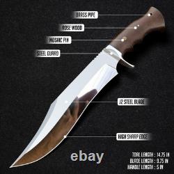 Handmade D2 Steel 13 Bowie Knife With Sheath For Camping Hunting & outdoor use
