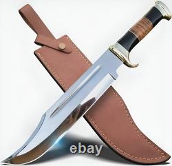 Handmade D2 Steel Bowie Knife Crocodile Dundee Style with Leather Sheath Handmade D2 Steel Bowie Knife Crocodile Dundee Style with Leather Sheath