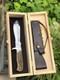 Handmade Knife German Style Fixed Blade Stag Handle Leather Sheath with Box gift