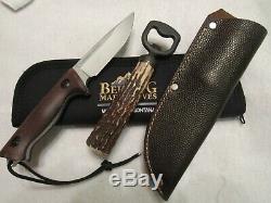 Handmade Knife Jim Behring Treeman Recon Hunter + Stag Bottle Opener. Mint