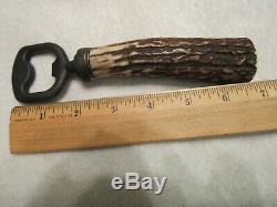 Handmade Knife Jim Behring Treeman Recon Hunter + Stag Bottle Opener. Mint