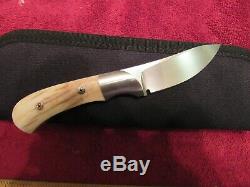 Handmade Knife. Semi Skinner. Ron Gaston. Fossil. Unused. Excellent+++