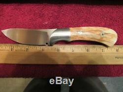 Handmade Knife. Semi Skinner. Ron Gaston. Fossil. Unused. Excellent+++