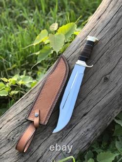 Handmade SS Bowie Knife Polished Blade with Sheath Hunting Outdoor Gift for Him