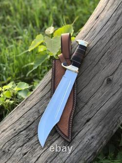 Handmade SS Bowie Knife Polished Blade with Sheath Hunting Outdoor Gift for Him