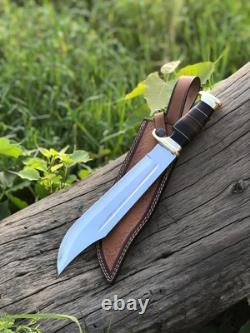 Handmade SS Bowie Knife Polished Blade with Sheath Hunting Outdoor Gift for Him