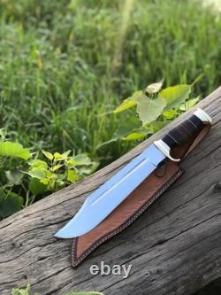 Handmade SS Bowie Knife Polished Blade with Sheath Hunting Outdoor Gift for Him