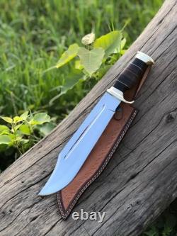 Handmade SS Bowie Knife Polished Blade with Sheath Hunting Outdoor Gift for Him