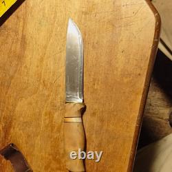 Helle Sylvsteinen Hunting Knife Stainless Clip Point Wood Handle Leather Sheath