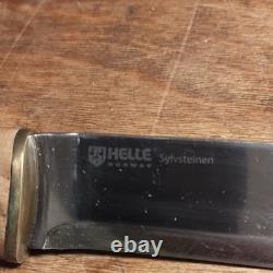 Helle Sylvsteinen Hunting Knife Stainless Clip Point Wood Handle Leather Sheath